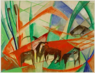 Landscape with Black Horses